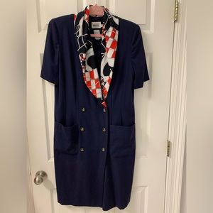 Vintage Leslie Fay Nautical Dress SZ 16